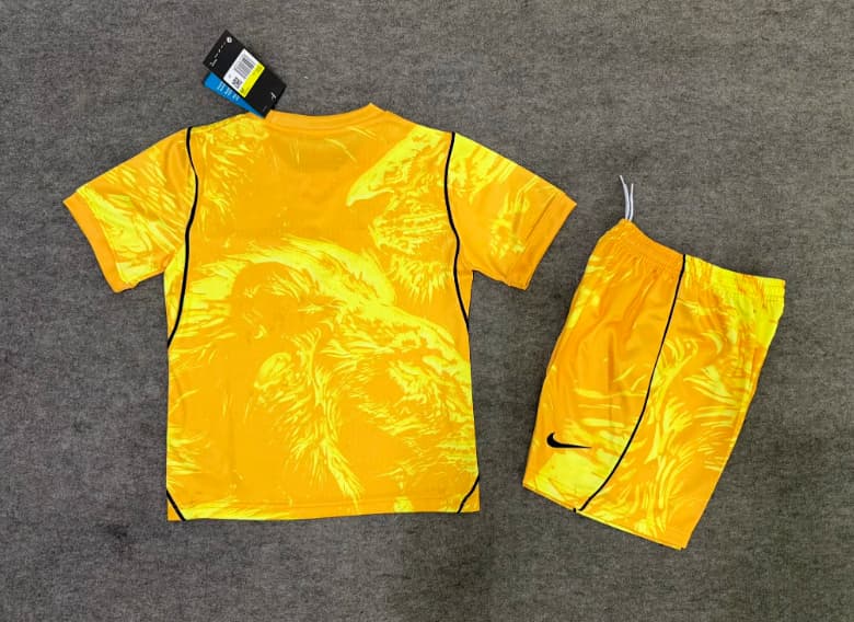 England 2026 Kids Goalkeeper Yellow Soccer Jersey And Shorts