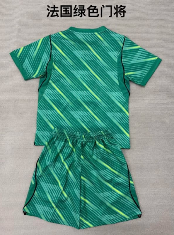 France 2026 Kids World Cup Goalkeeper Green Soccer Jersey And Shorts