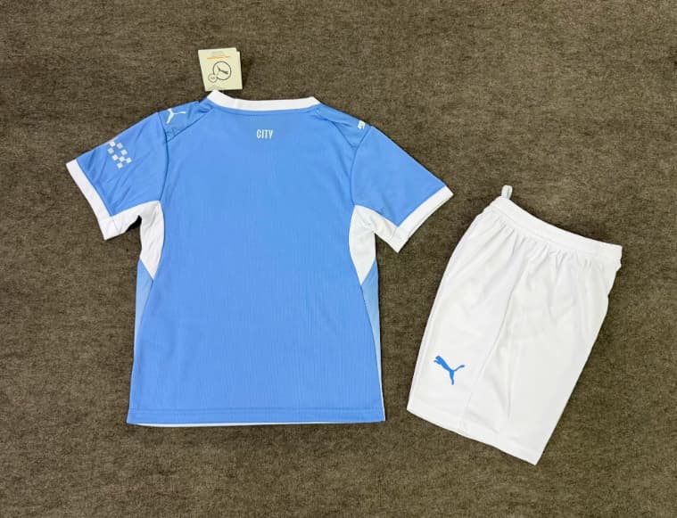 Manchester City 26/27 Kids Home Soccer Jersey And Shorts (Leaked)