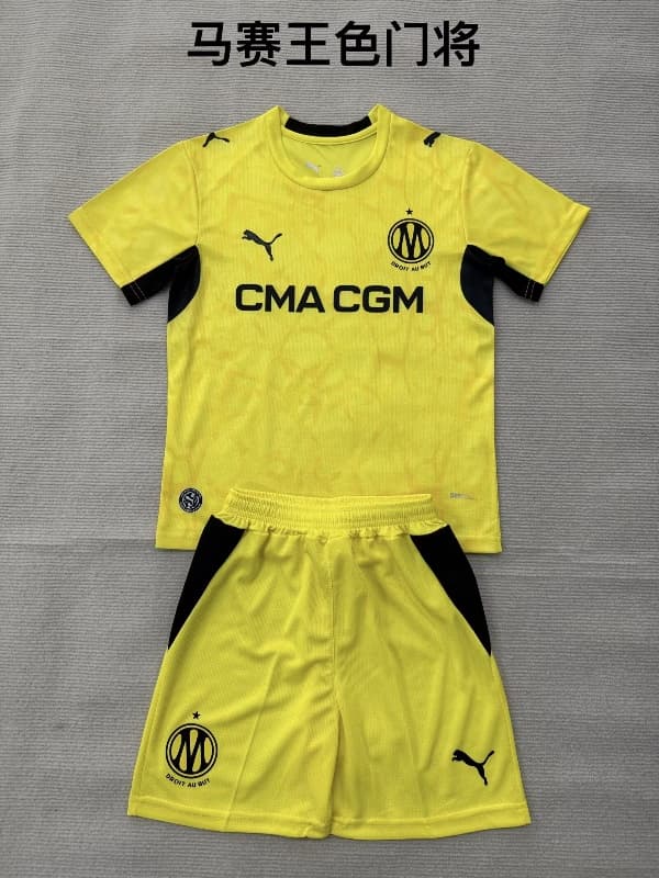 Marseilles 26/27 Kids Goalkeeper Yellow Soccer Jersey And Shorts Marseilles 26/27 Kids Goalkeeper Yellow Soccer Jersey And Shorts
