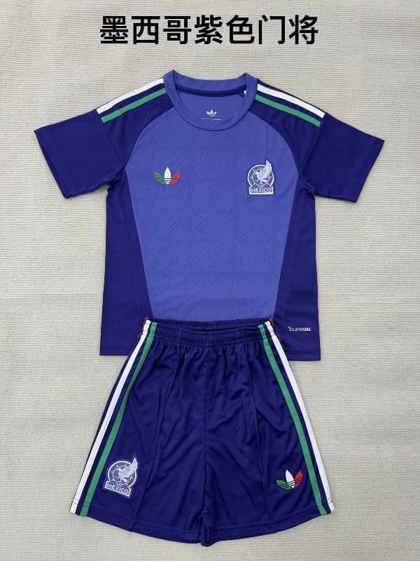 Mexico 2026 Kids Goalkeeper Purple Soccer Jersey And Shorts Mexico 2026 Kids Goalkeeper Purple Soccer Jersey And Shorts