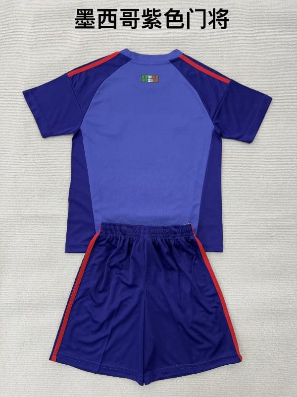 Mexico 2026 Kids Goalkeeper Purple Soccer Jersey And Shorts