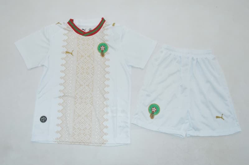 Morocco 2026 Kids World Cup Away Soccer Jersey And Shorts Morocco 2026 Kids World Cup Away Soccer Jersey And Shorts