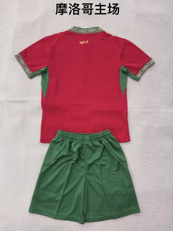 Morocco 2026 Kids World Cup Home Soccer Jersey And Shorts