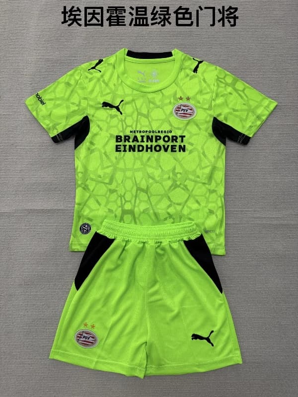 PSV Eindhoven 26/27 Kids Goalkeeper Green Soccer Jersey And Shorts PSV Eindhoven 26/27 Kids Goalkeeper Green Soccer Jersey And Shorts