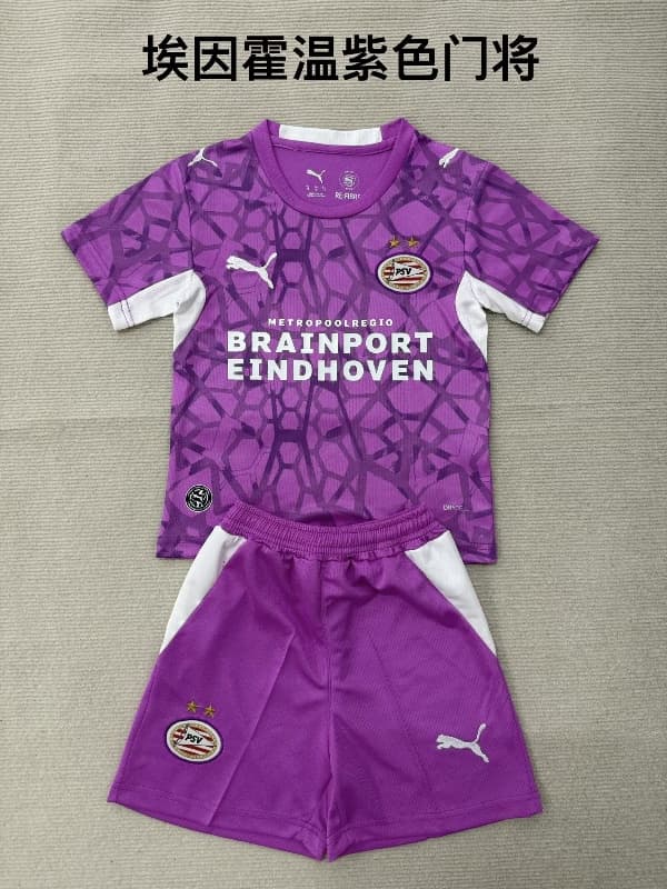 PSV Eindhoven 26/27 Kids Goalkeeper Purple Soccer Jersey And Shorts PSV Eindhoven 26/27 Kids Goalkeeper Purple Soccer Jersey And Shorts