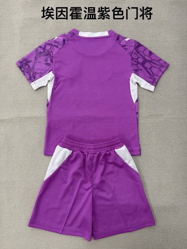 PSV Eindhoven 26/27 Kids Goalkeeper Purple Soccer Jersey And Shorts