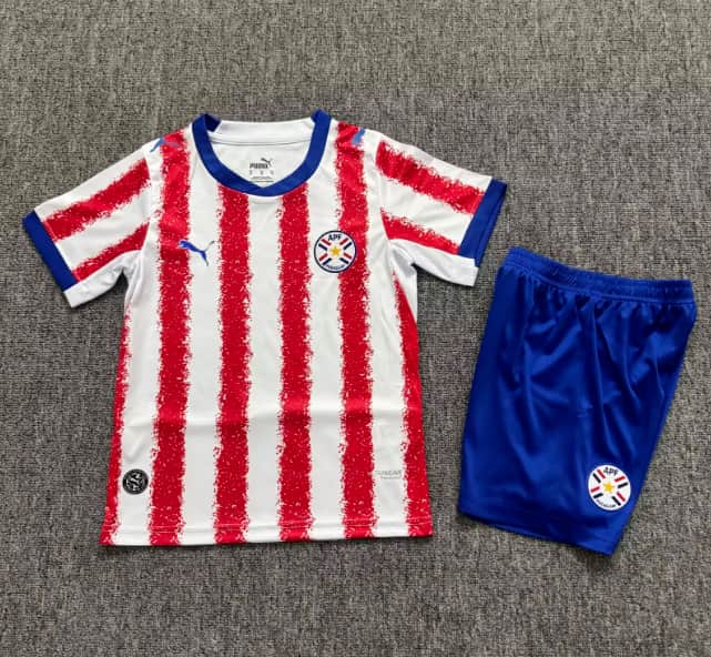 Paraguay 2026 Kids Home Soccer Jersey And Shorts