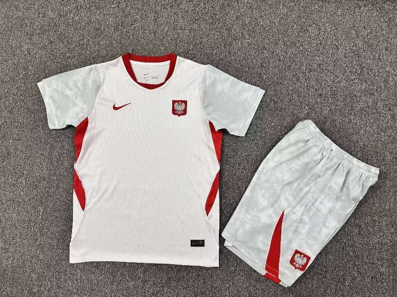 Poland 2026 Kids Home Soccer Jersey And Shorts