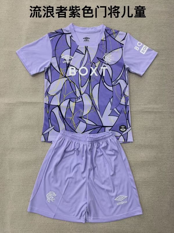 Rangers 26/27 Kids Goalkeeper Purple Soccer Jersey And Shorts Rangers 26/27 Kids Goalkeeper Purple Soccer Jersey And Shorts