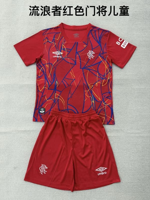 Rangers 26/27 Kids Goalkeeper Red Soccer Jersey And Shorts Rangers 26/27 Kids Goalkeeper Red Soccer Jersey And Shorts