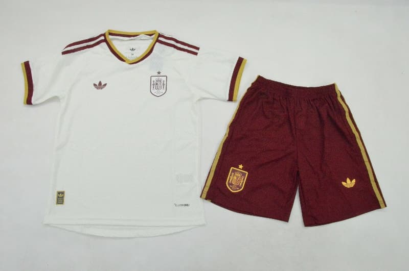 Spain 2026 Kids World Cup Away Soccer Jersey And Shorts (Player) Spain 2026 Kids World Cup Away Soccer Jersey And Shorts (Player)