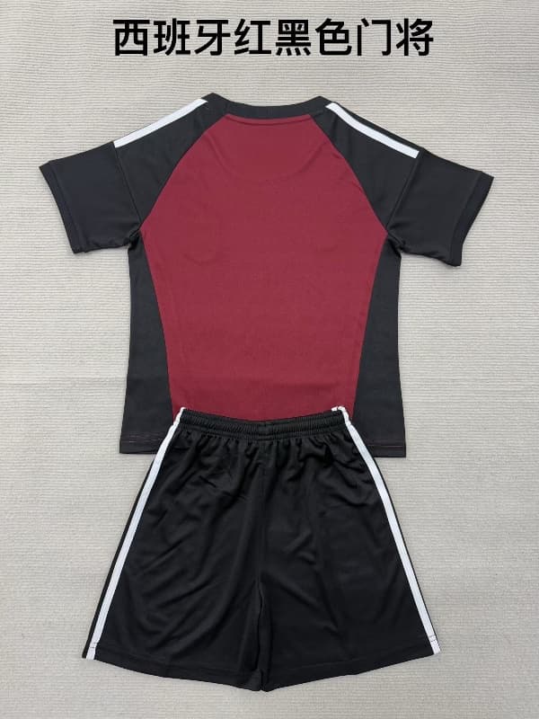 Spain 2026 Kids Goalkeeper Red Soccer Jersey And Shorts