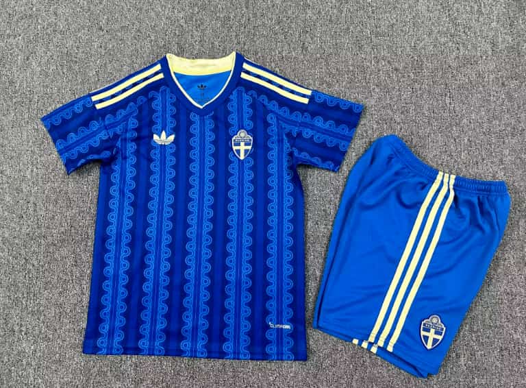 Sweden 2026 Kids Away Soccer Jersey And Shorts