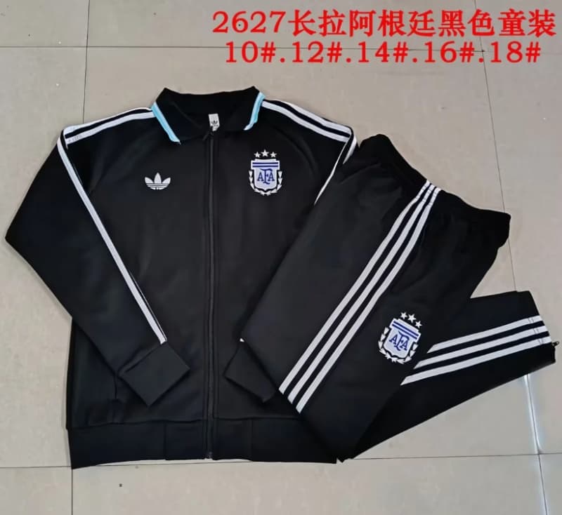 Argentina 2026 Kids Black Soccer Tracksuit