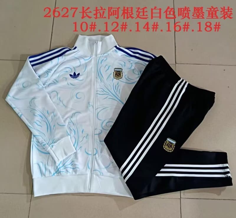 Argentina 2026 Kids White Soccer Tracksuit Argentina 2026 Kids White Soccer Tracksuit