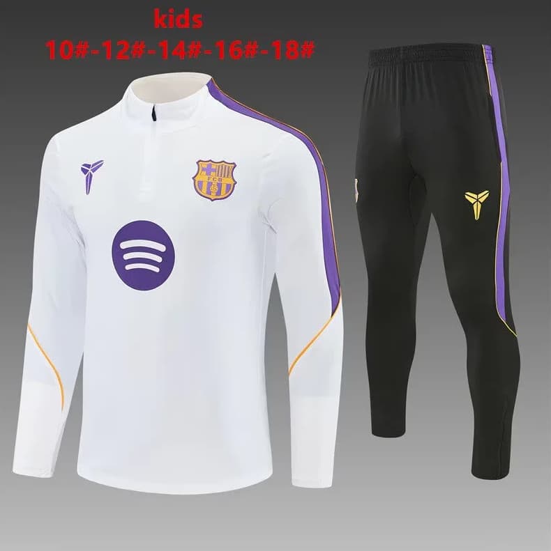 Barcelona 26/27 Kids White Soccer Tracksuit Barcelona 26/27 Kids White Soccer Tracksuit