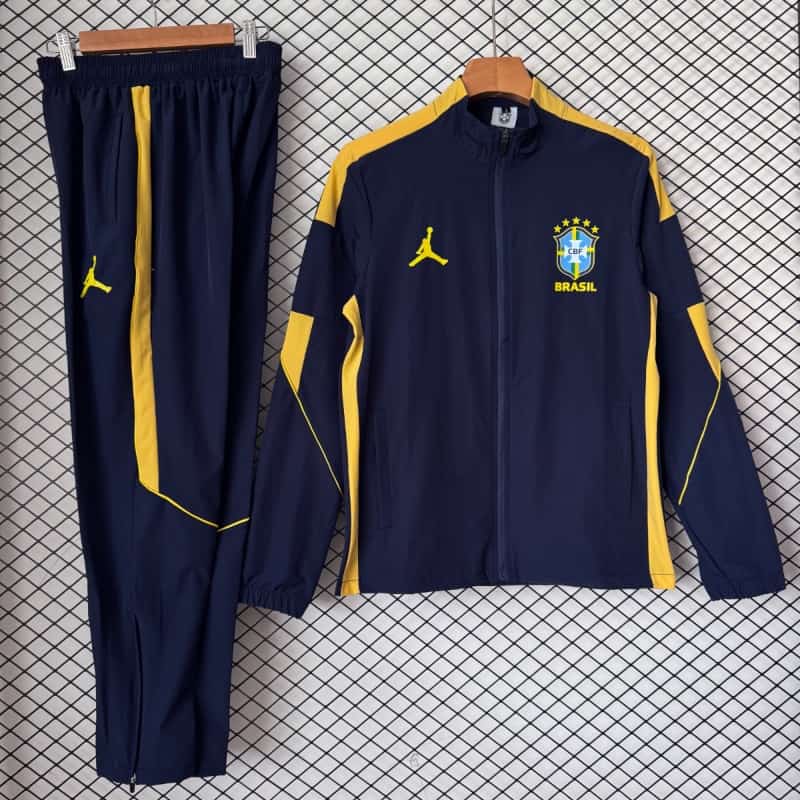 AAA(Thailand) Brazil 2026 Black Soccer Windbreaker Tracksuit 05 AAA(Thailand) Brazil 2026 Black Soccer Windbreaker Tracksuit 05