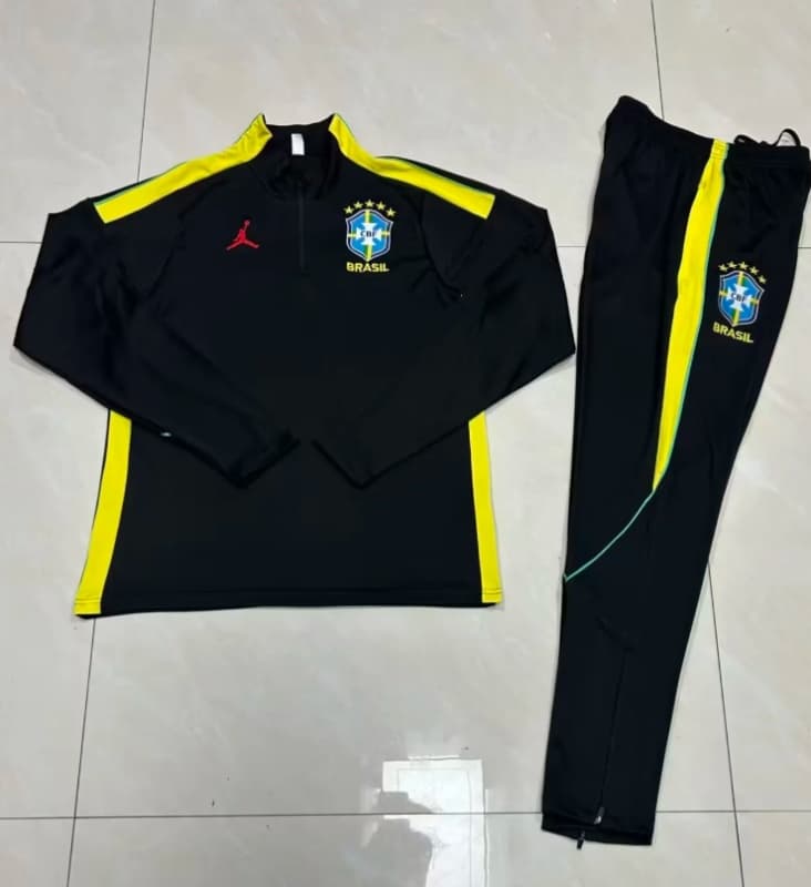 Brazil 2026 Kids Black Soccer Tracksuit