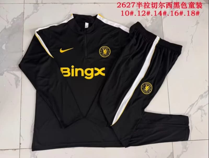 Chelsea 26/27 Kids Black Soccer Tracksuit Chelsea 26/27 Kids Black Soccer Tracksuit