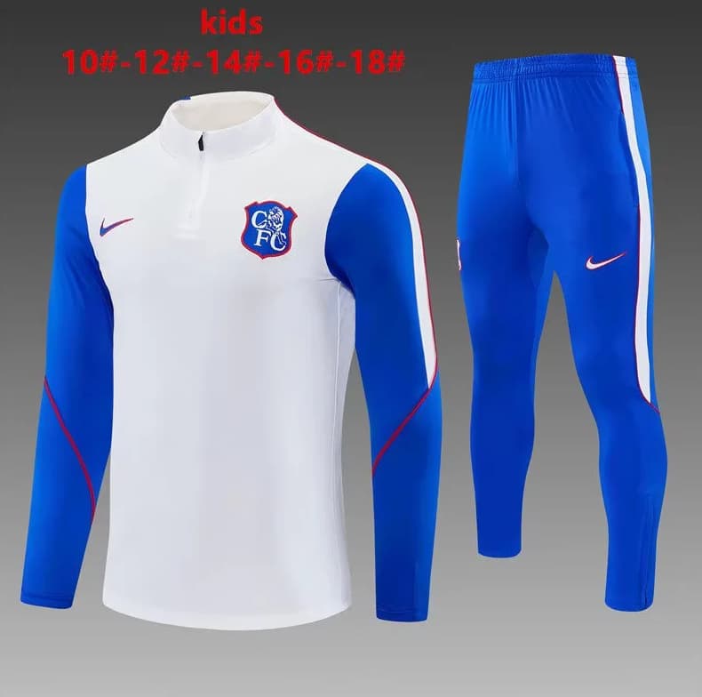 Chelsea 26/27 Kids White Soccer Tracksuit Chelsea 26/27 Kids White Soccer Tracksuit