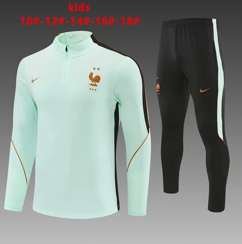 France 2026 Kids Light Green Soccer Tracksuit France 2026 Kids Light Green Soccer Tracksuit