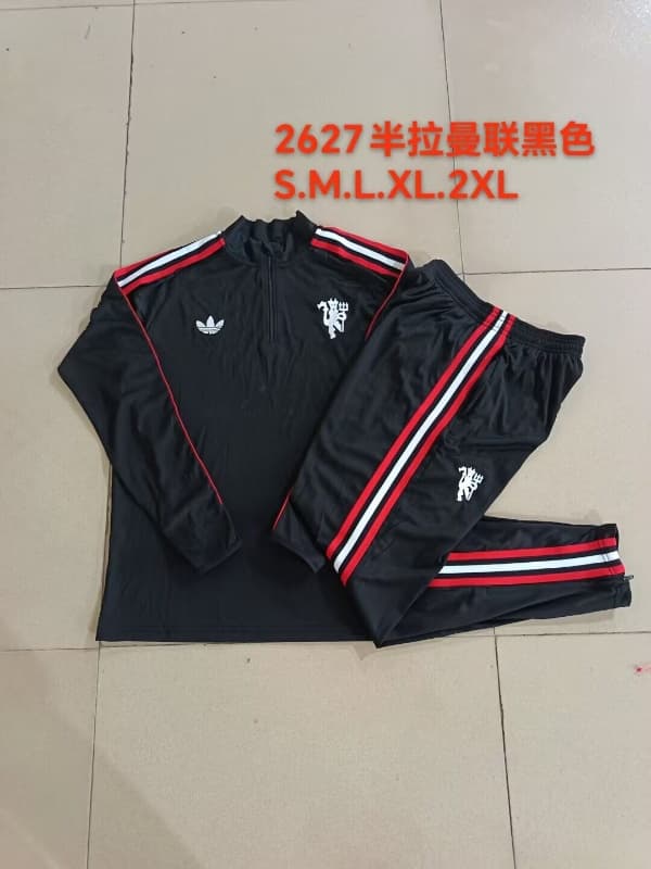 AAA(Thailand) Manchester United 26/27 Black Soccer Tracksuit 02
