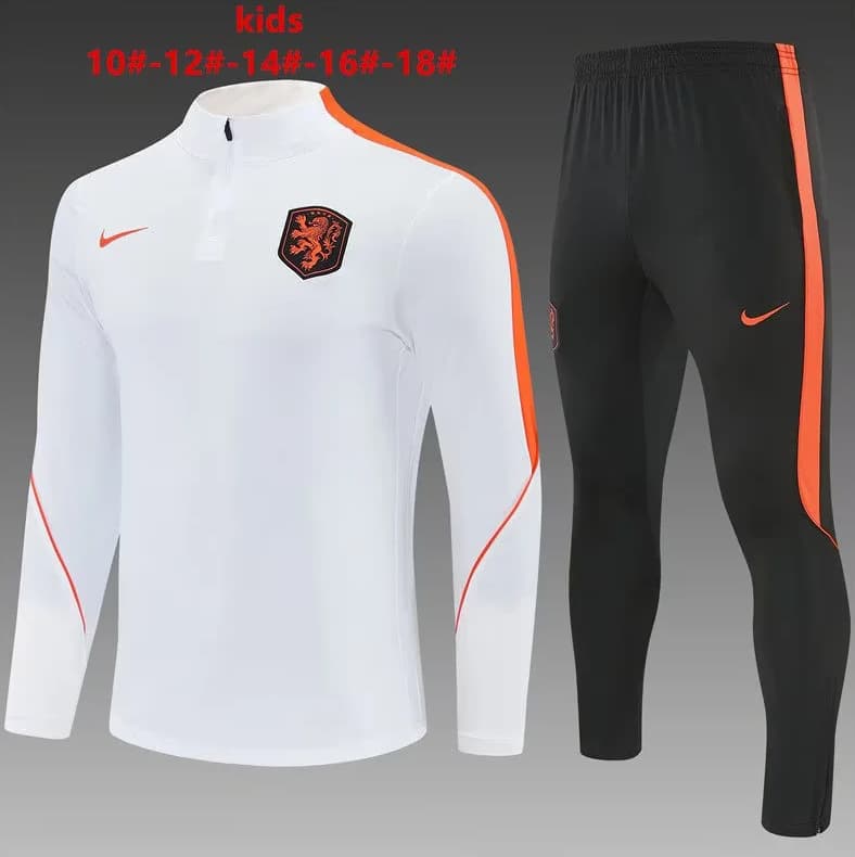 Netherlands 2026 Kids White Soccer Tracksuit Netherlands 2026 Kids White Soccer Tracksuit