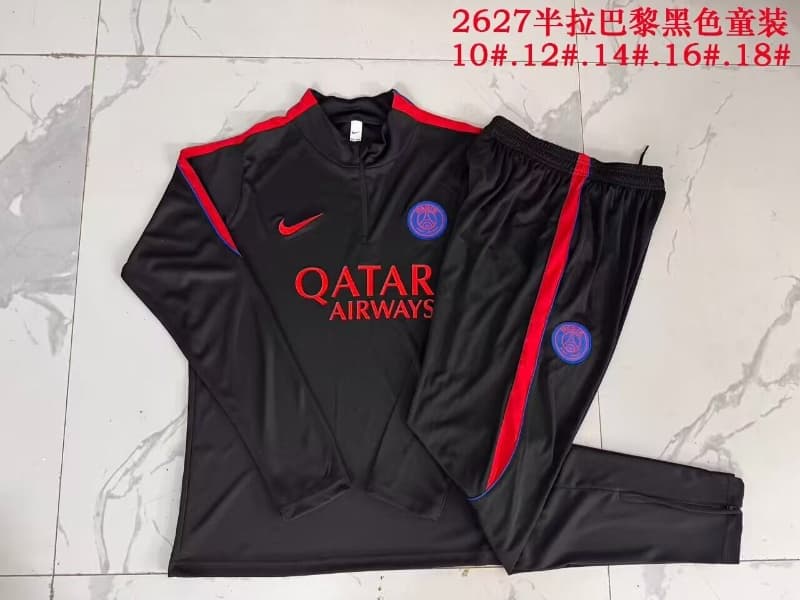 Paris St Germain 26/27 Kids Black Soccer Tracksuit Paris St Germain 26/27 Kids Black Soccer Tracksuit