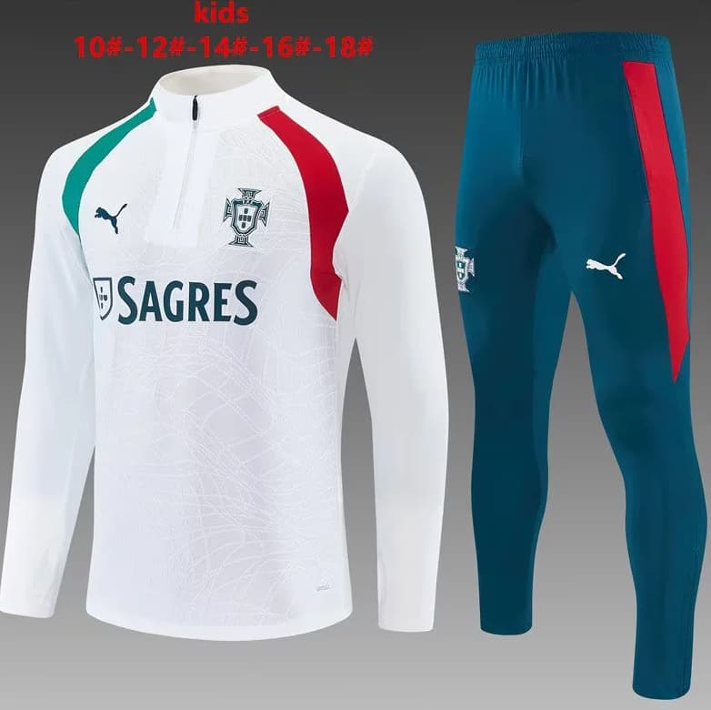 Portugal 2026 Kids White Soccer Tracksuit