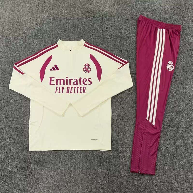 AAA(Thailand) Real Madrid 26/27 Light Yellow Soccer Tracksuit AAA(Thailand) Real Madrid 26/27 Light Yellow Soccer Tracksuit