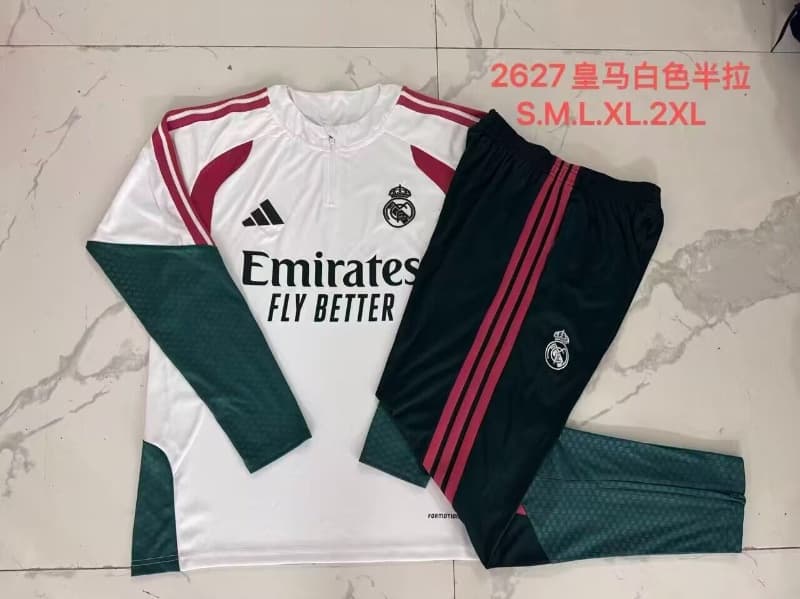 AAA(Thailand) Real Madrid 26/27 White Soccer Tracksuit 02