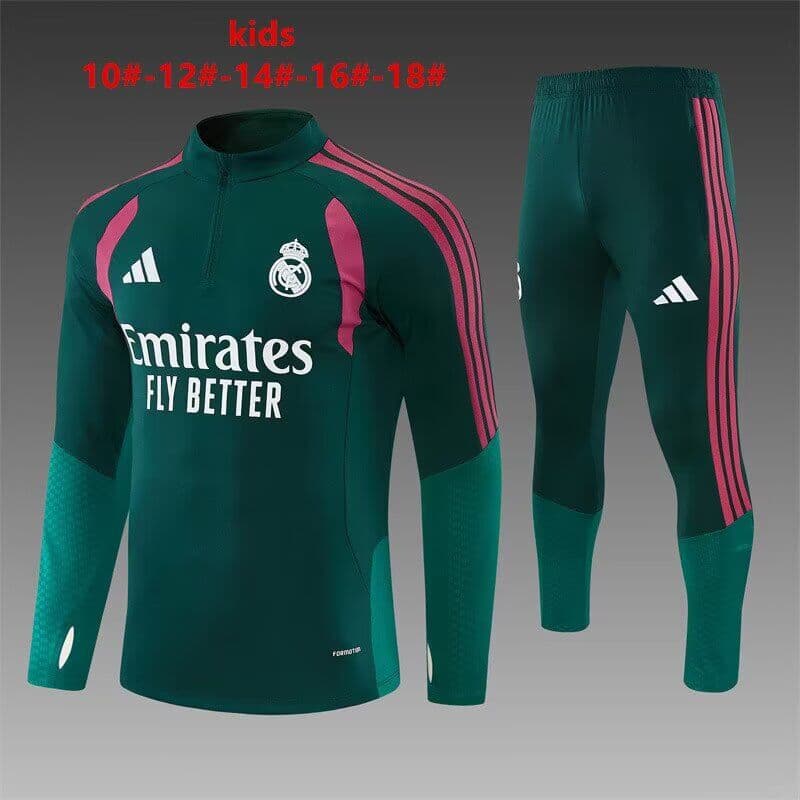 Real Madrid 26/27 Kids Green Soccer Tracksuit Real Madrid 26/27 Kids Green Soccer Tracksuit