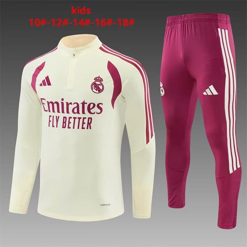 Real Madrid 26/27 Kids Light Yellow Soccer Tracksuit Real Madrid 26/27 Kids Light Yellow Soccer Tracksuit