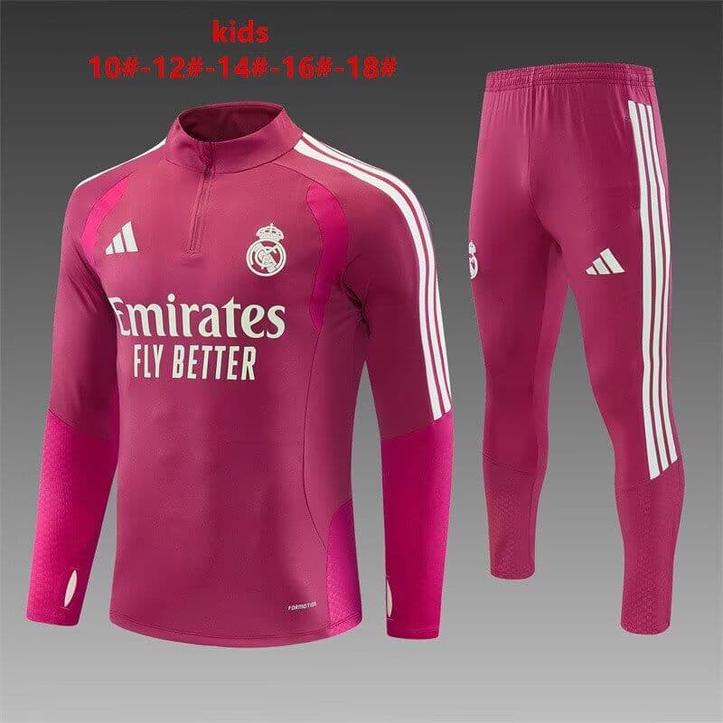 Real Madrid 26/27 Kids Pink Soccer Tracksuit Real Madrid 26/27 Kids Pink Soccer Tracksuit