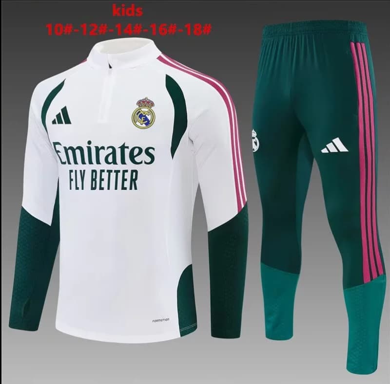 Real Madrid 26/27 Kids White Soccer Tracksuit Real Madrid 26/27 Kids White Soccer Tracksuit