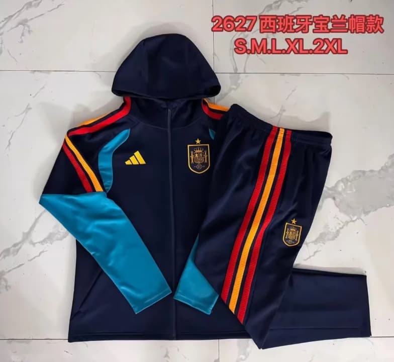 AAA(Thailand) Spain 2026 Dark Blue Soccer Tracksuit 05 AAA(Thailand) Spain 2026 Dark Blue Soccer Tracksuit 05