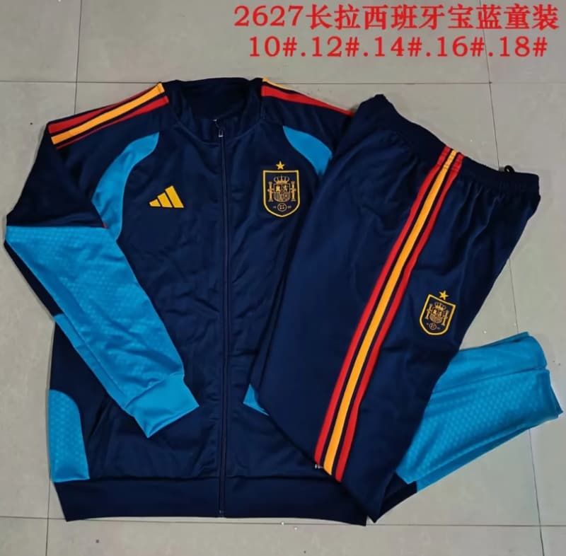 Spain 2026 Kids Dark Blue Soccer Tracksuit 02