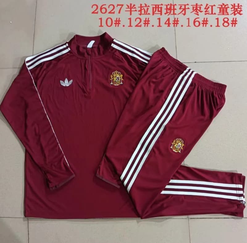 Spain 2026 Kids Red Soccer Tracksuit 02 Spain 2026 Kids Red Soccer Tracksuit 02