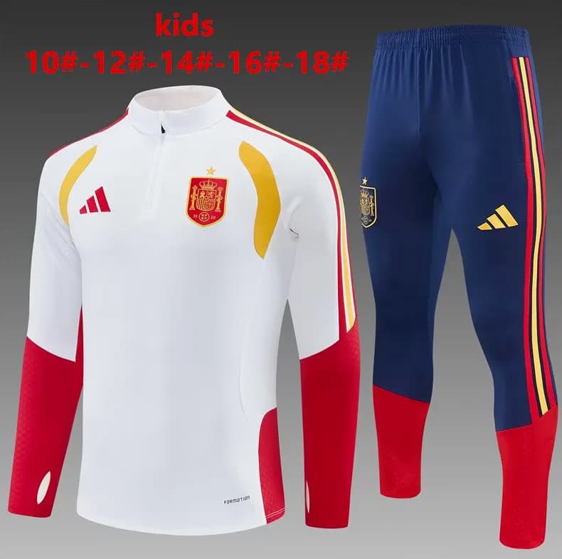 Spain 2026 Kids White Soccer Tracksuit