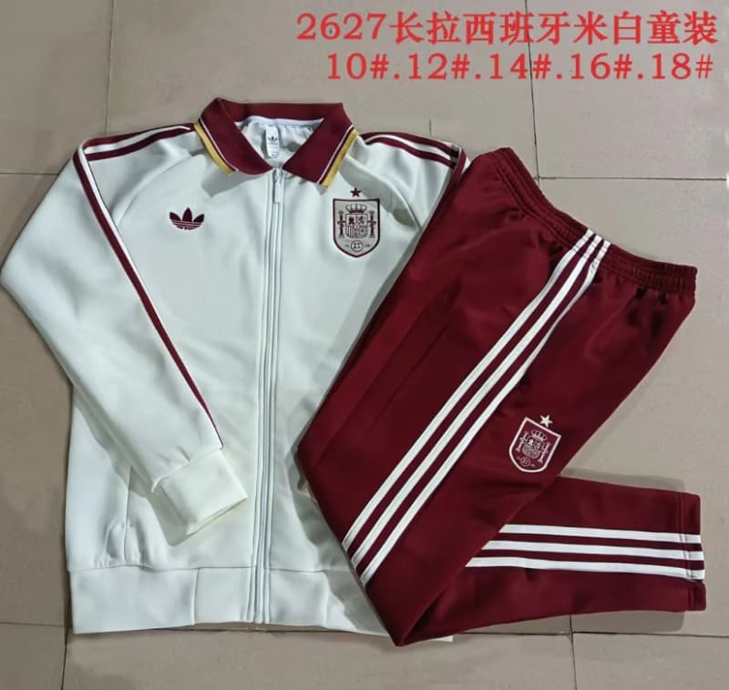 Spain 2026 Kids White Soccer Tracksuit 02 Spain 2026 Kids White Soccer Tracksuit 02
