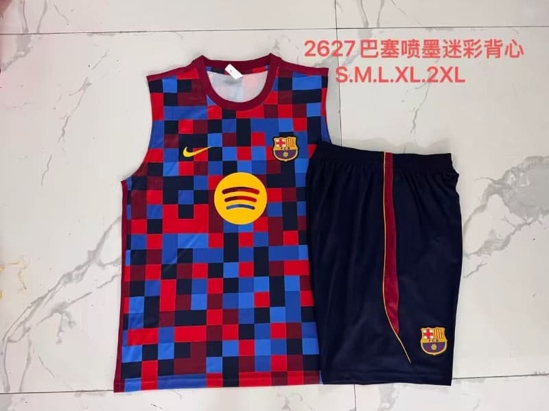 AAA(Thailand) Barcelona 26/27 Blue Red Soccer Training Sets 02