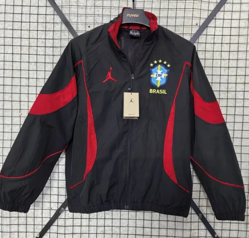 AAA(Thailand) Brazil 2026 Black Soccer Windbreaker AAA(Thailand) Brazil 2026 Black Soccer Windbreaker