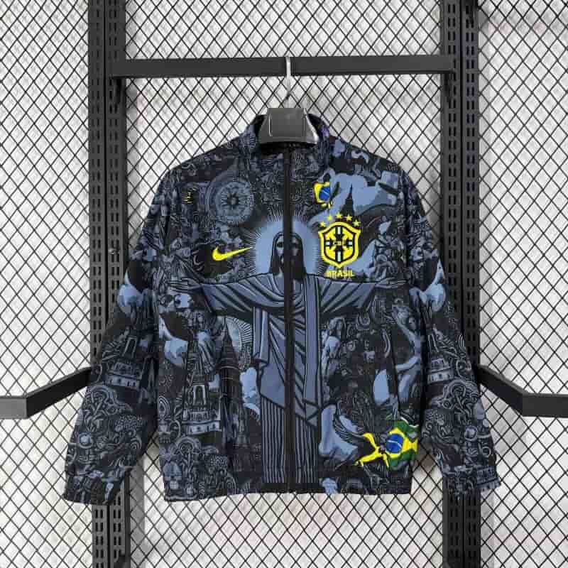 AAA(Thailand) Brazil 2026 Jesus Reversible Soccer Windbreaker AAA(Thailand) Brazil 2026 Jesus Reversible Soccer Windbreaker