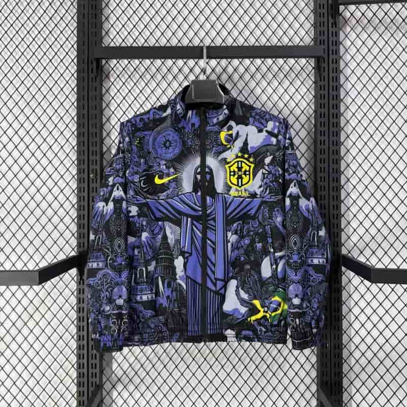 AAA(Thailand) Brazil 2026 Jesus Reversible Soccer Windbreaker