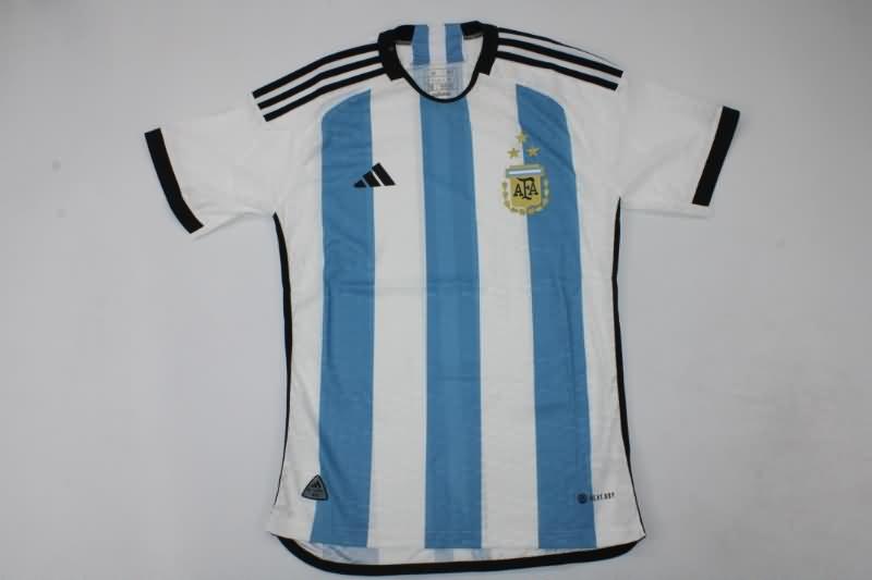 AAA(Thailand) Argentina 2022 World Cup Home 3 Stars Soccer Jersey(Player)