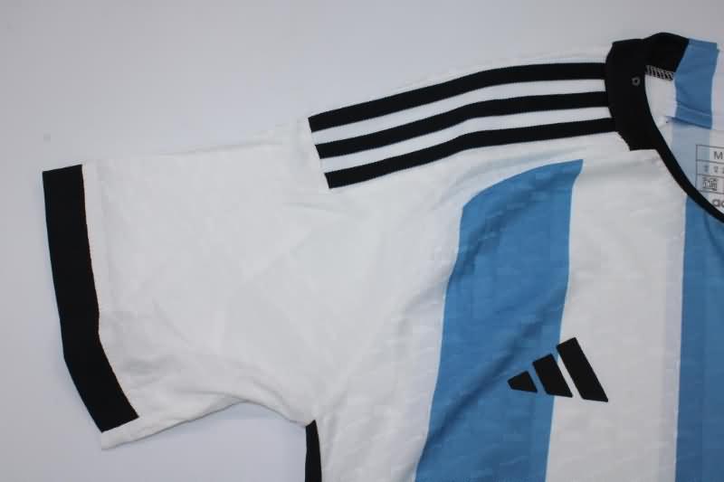 AAA(Thailand) Argentina 2022 World Cup Home 3 Stars Soccer Jersey(Player)