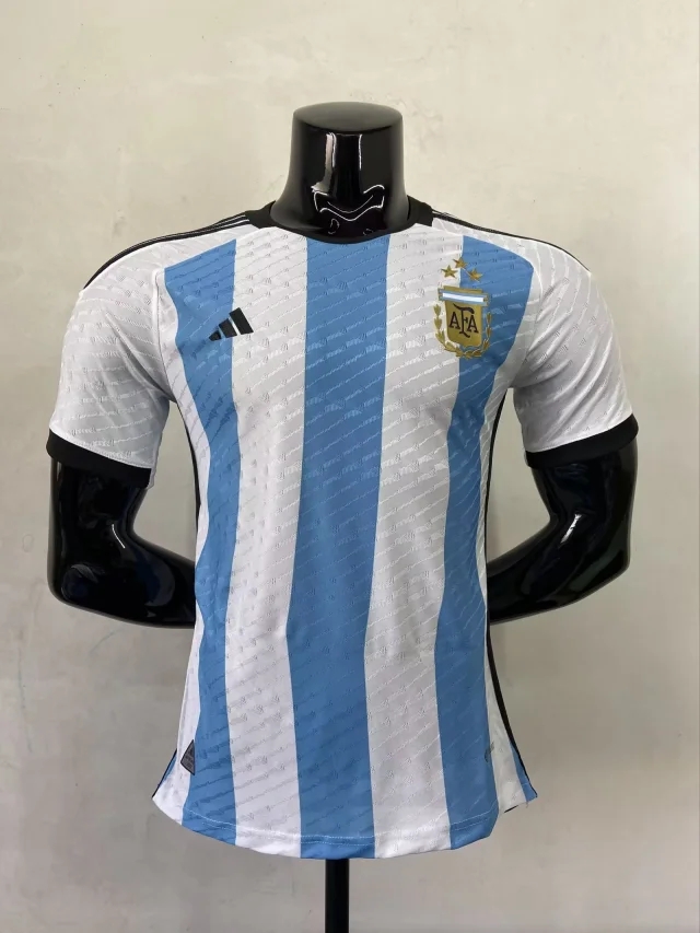 AAA(Thailand) Argentina 2022 World Cup Signature 3 Stars Soccer Jersey(Player)