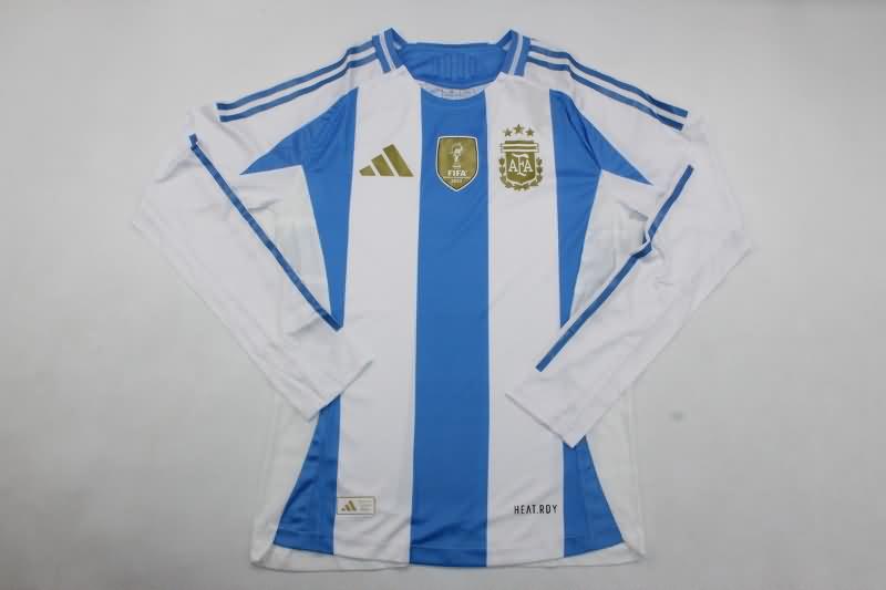 AAA(Thailand) Argentina 2024 Copa America Home Long Sleeve Soccer Jersey (Player)