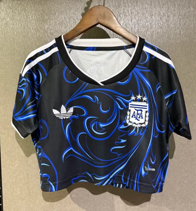 AAA(Thailand) Argentina 2026 Away Women Cropped Soccer Jersey AAA(Thailand) Argentina 2026 Away Women Cropped Soccer Jersey